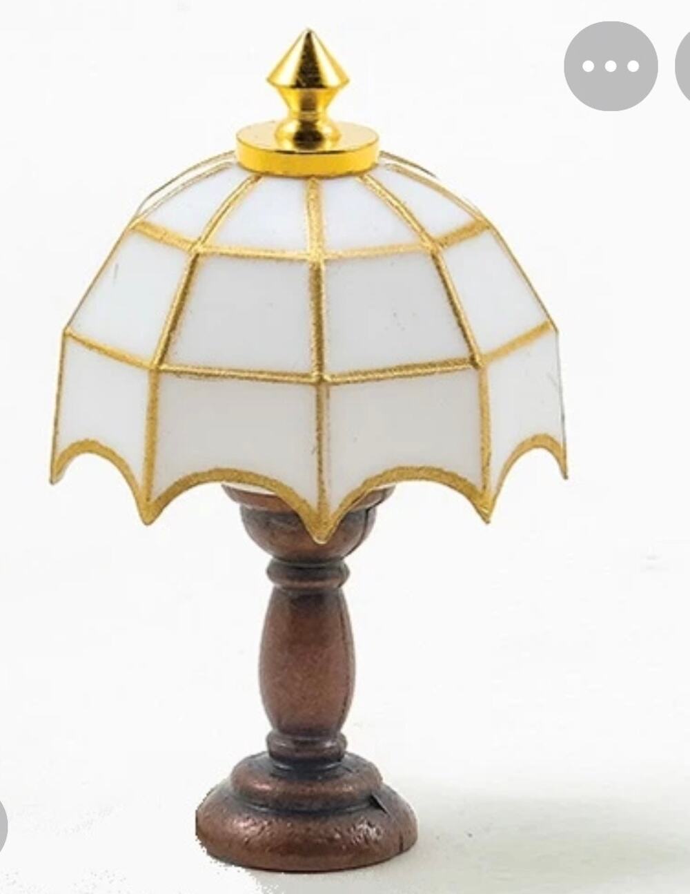 White Tiffany Table Dollhouse Table Lamp Plug In Original Box NOS 1:2 Scale